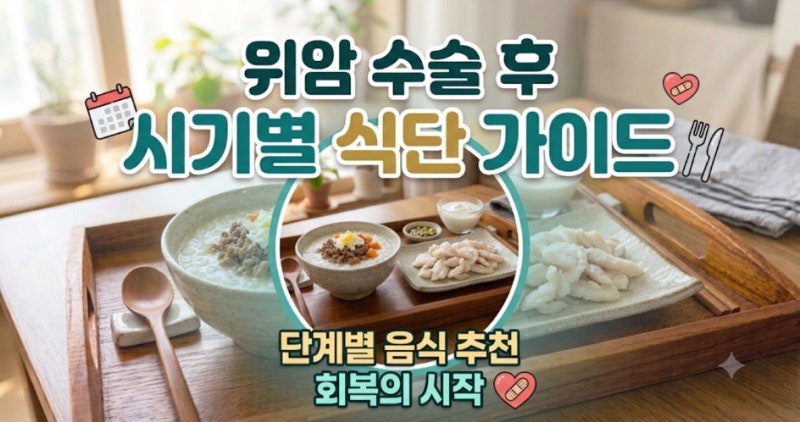 위암 수술 후 식단 가이드: 시기별 음식 추천과 덤핑증후군 예방법