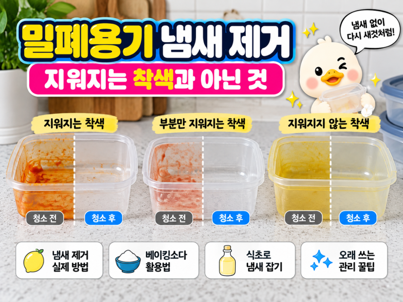 밀폐용기 냄새 제거, 지워지는 착색과 아닌 것