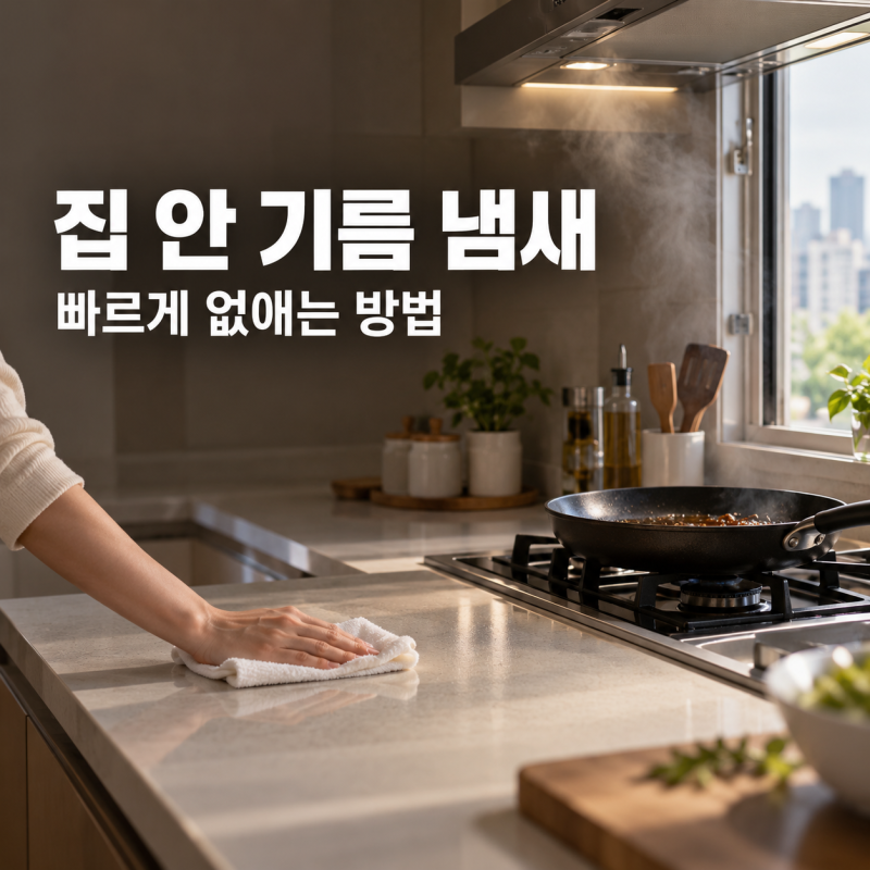 집 안 기름 냄새 제거법, 환기해도 남는 음식 냄새 없애는 순서