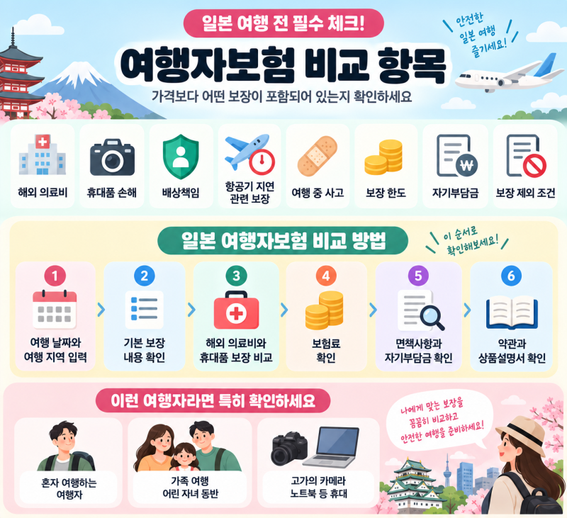 일본 여행자보험 비교｜가입 전 체크