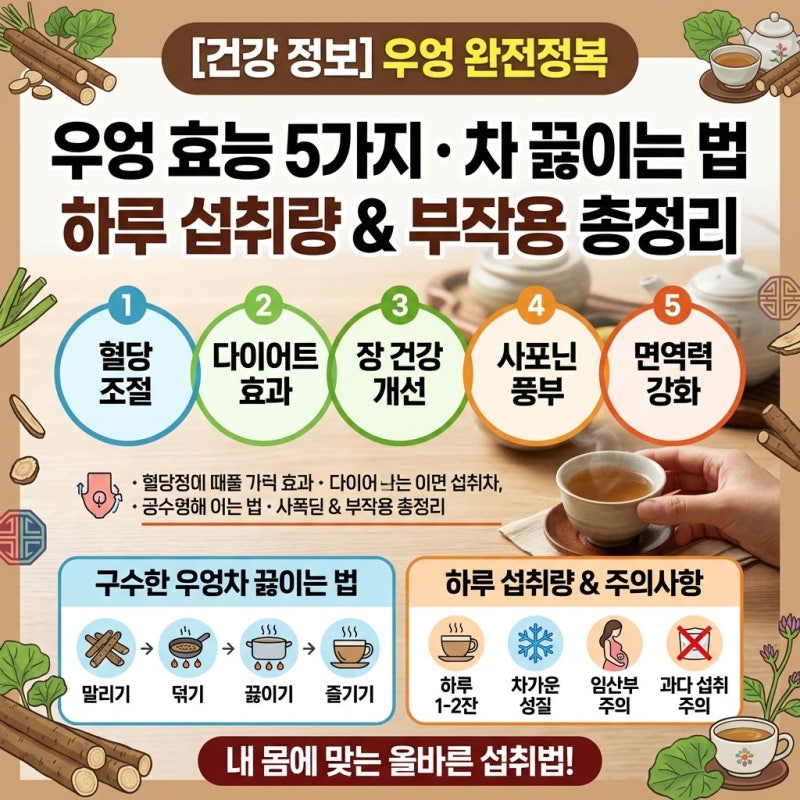 우엉 효능 5가지와 우엉차 끓이는 법, 하루 섭취량 및 부작용 총정리