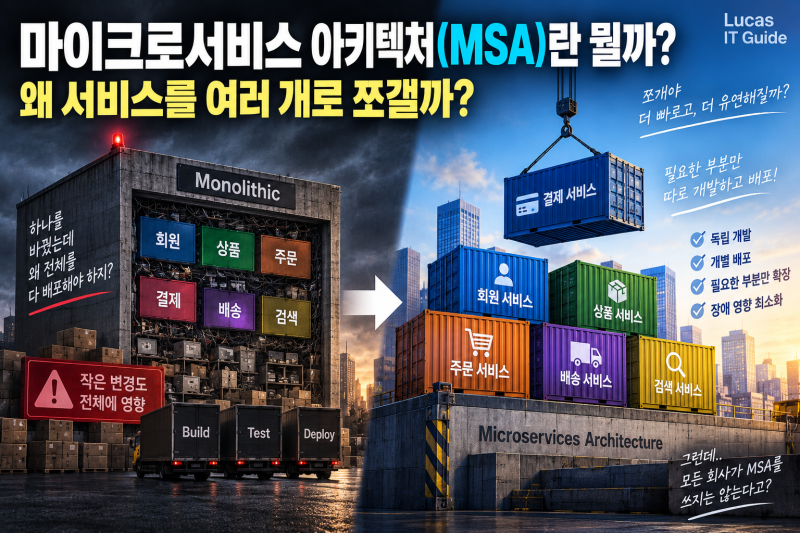마이크로서비스 아키텍처(MSA)란 뭘까? 왜 서비스를 여러 개로 쪼갤까?