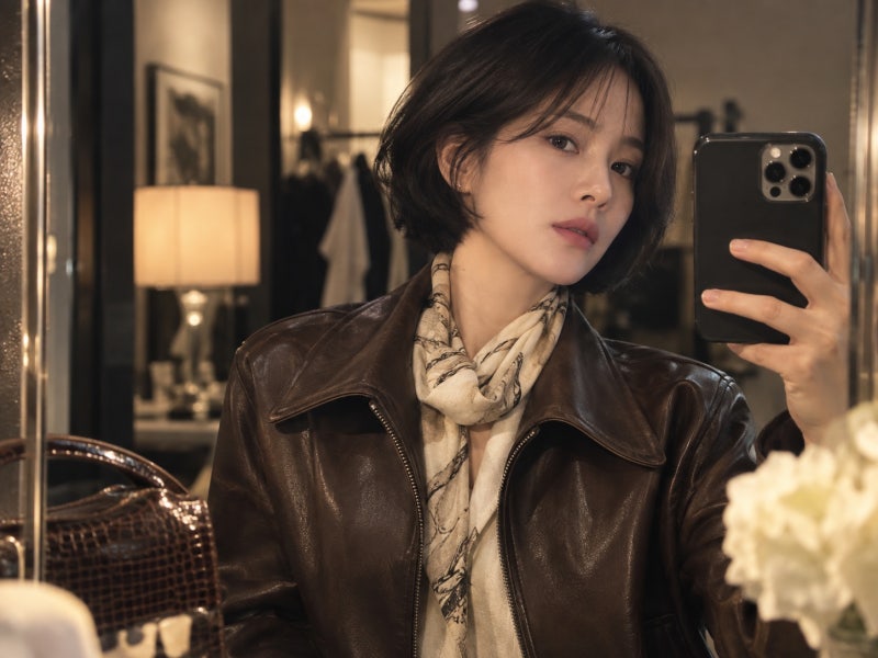 송혜교 가죽재킷 단발 가을룩, 성숙한 분위기 살린 스타일링 포인트