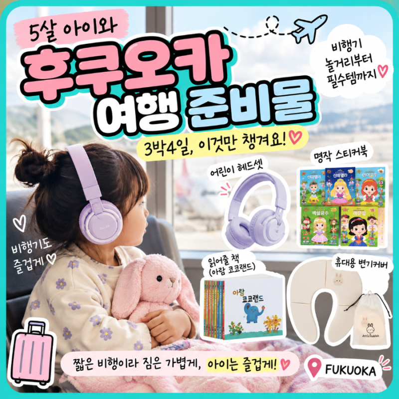 5살 아이 일본여행 준비물｜후쿠오카 3박4일 비행기 놀거리