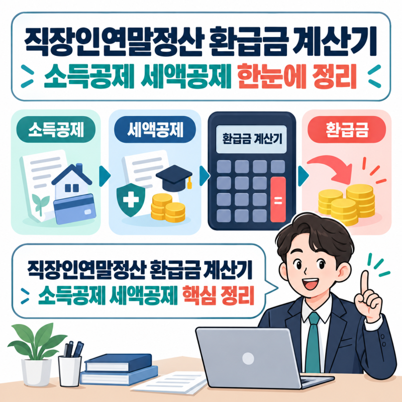 직장인연말정산 환급금 계산기 및 소득공제 세액공제까지 제대로 되는지 실험해봄