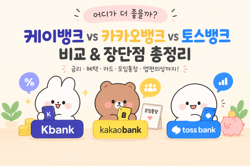 2026 인터넷은행 추천｜케이뱅크 카카오뱅크 토스뱅크 장단점 총정리