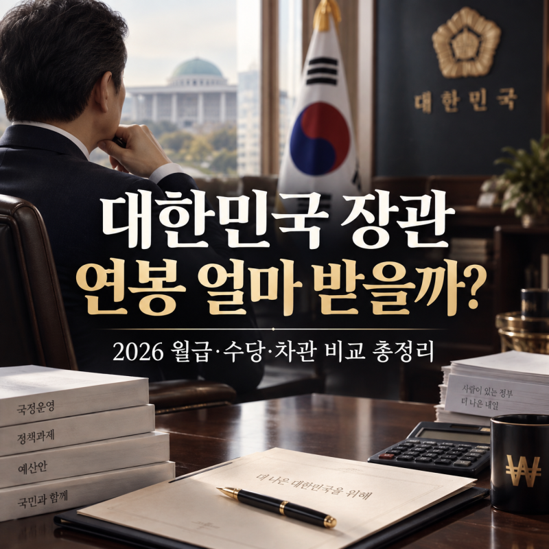 대한민국 장관 연봉 얼마 받을까? 2026 월급 수당 차관 비교 총정리