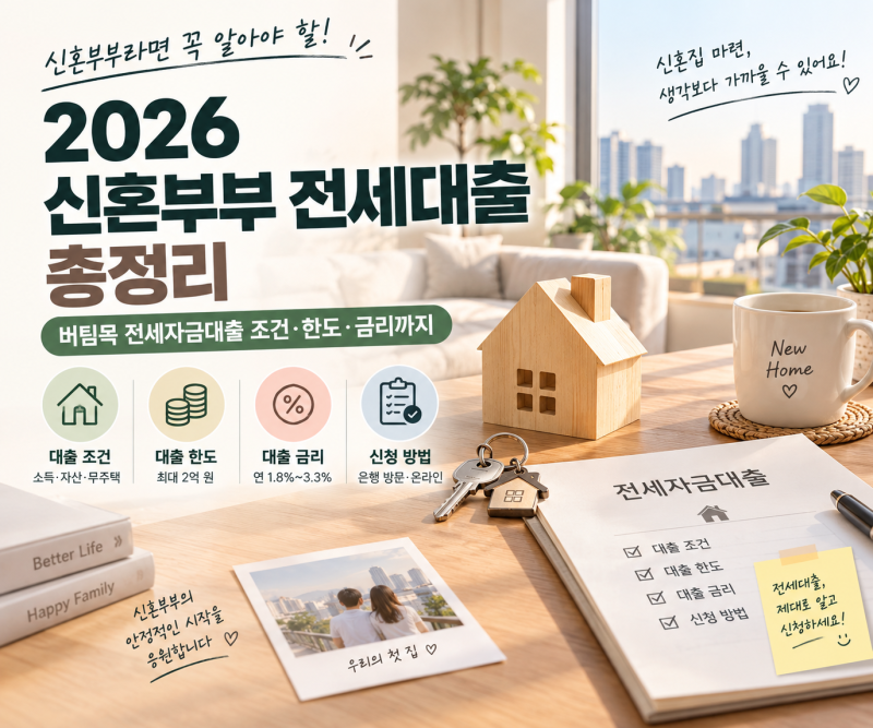 2026 신혼부부 전세대출 총정리｜버팀목 전세자금 조건·한도·금리