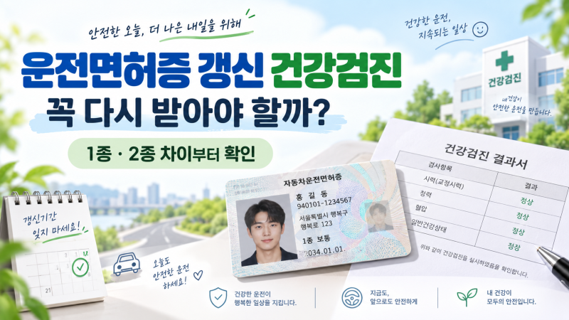 운전면허증 갱신 건강검진 꼭 받아야 할까? 1종·2종 차이와 갱신기간 총정리