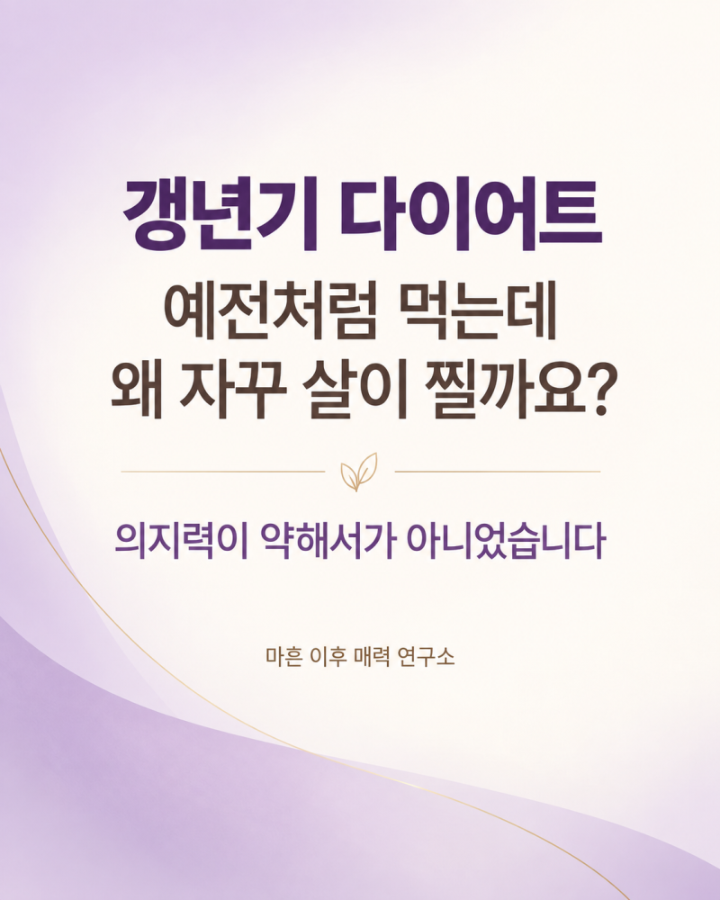 갱년기 다이어트 예전과 비슷하게 먹는데 살이 찌는 이유