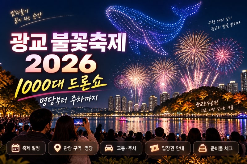 광교 불꽃축제 2026 완벽 가이드｜1000대 드론쇼 명당·주차·입장권·준비물 총정리