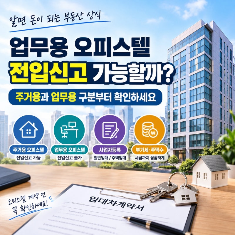 오피스텔 전입신고 불가 이유 주거용과 업무용 사업자등록 임대사업자 뜻 의미