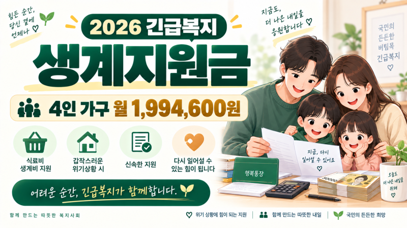 2026 긴급복지 생계지원금 신청조건과 지원금액 알아보기