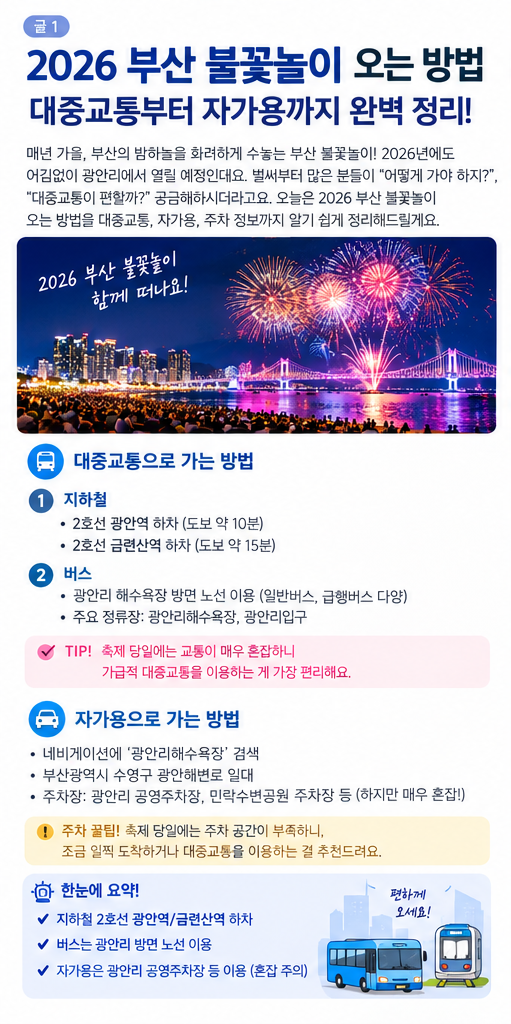 2026 부산 불꽃축제 일정 총정리｜11월 7일 광안리에서 꼭 알아야 할 관람 꿀팁