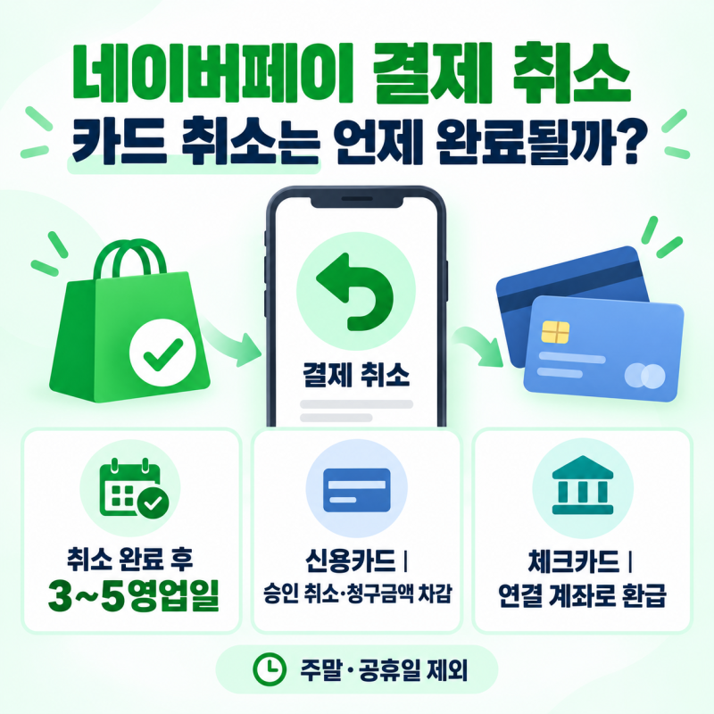 네이버페이 결제 취소, 카드 취소는 언제 완료되고 돈은 언제 들어올까?