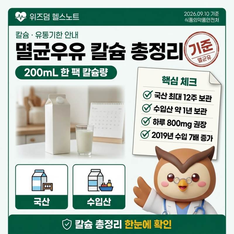 멸균우유 칼슘 총정리 (하루 섭취량·유통기한·2019년 수입량)