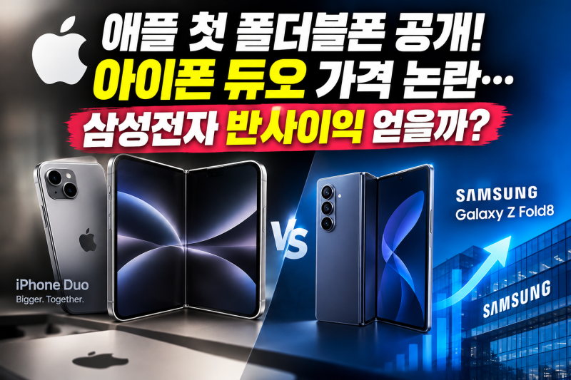 애플 첫 폴더블폰 공개! 아이폰 듀오 가격 논란…삼성전자 반사이익 얻을까?