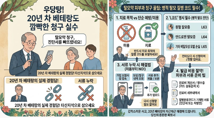 20년차 보험 베테랑도 깜빡한 탈모약 실비 청구 실수 (피부과 서류 꿀팁)