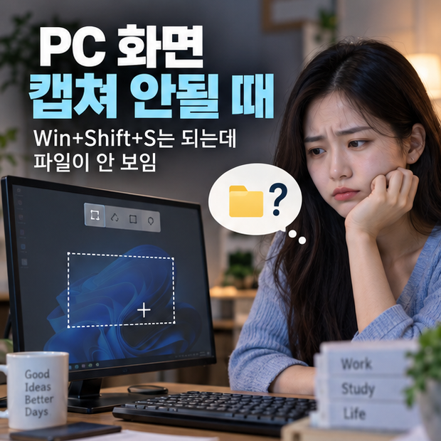 PC 화면 캡쳐 안될 때, 윈도우 11 Win+Shift+S는 되는데 파일이 안 보이면 어디부터 볼까