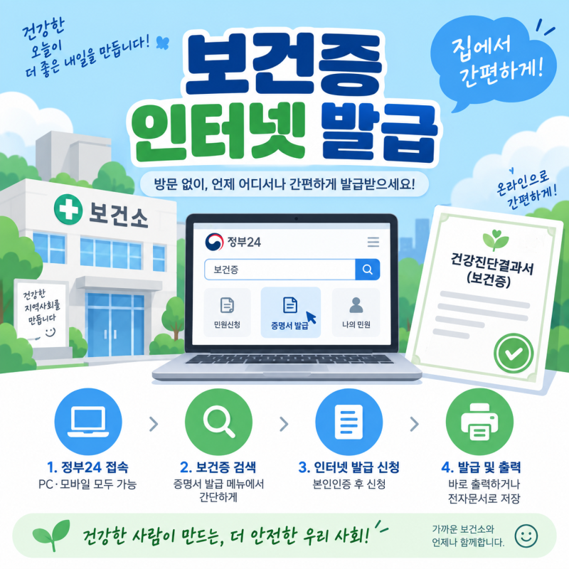 보건증 인터넷 발급, e보건소에서 건강진단결과서 출력하는 방법