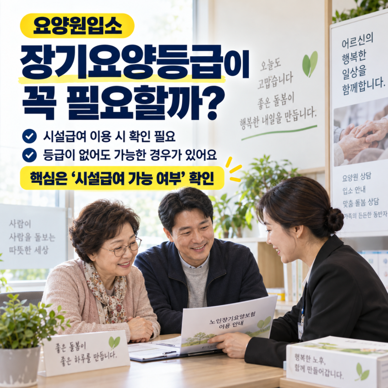 요양원입소 장기요양등급이 꼭 필요할까? 헷갈리는 부분 정리