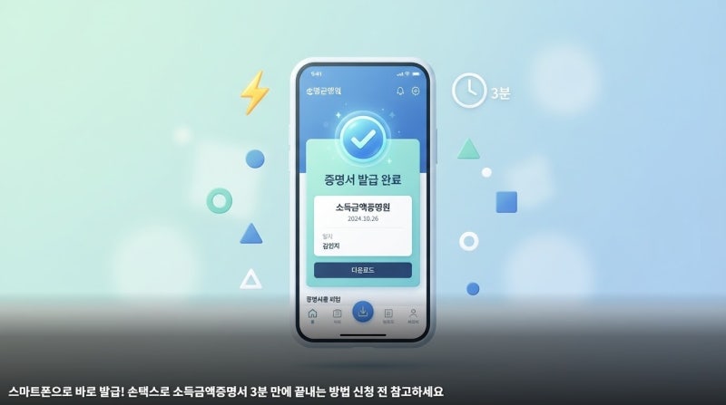 스마트폰으로 바로 발급! 손택스로 소득금액증명서 3분 만에 끝내는 방법 신청 전 참고하세....