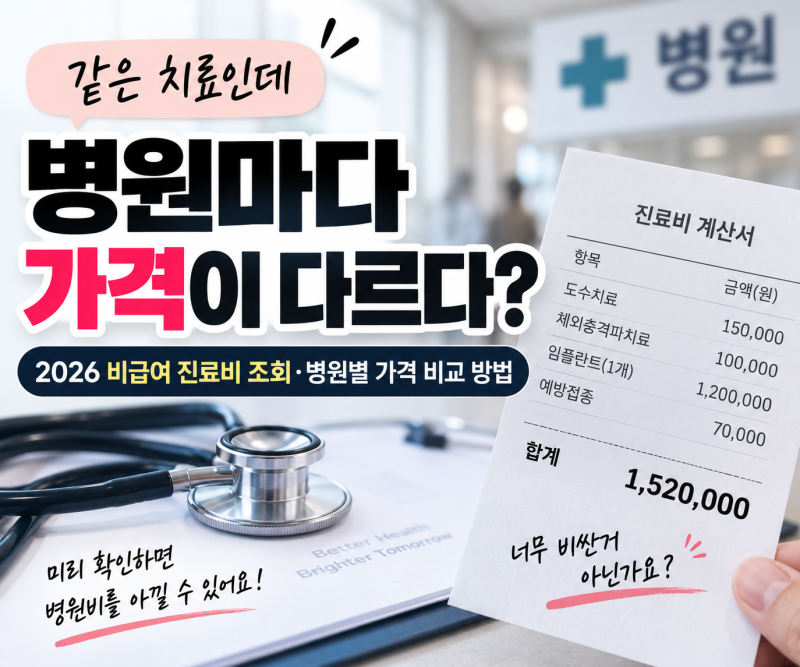 도수치료·MRI 병원마다 얼마일까?｜2026 비급여 진료비 가격 조회 방법