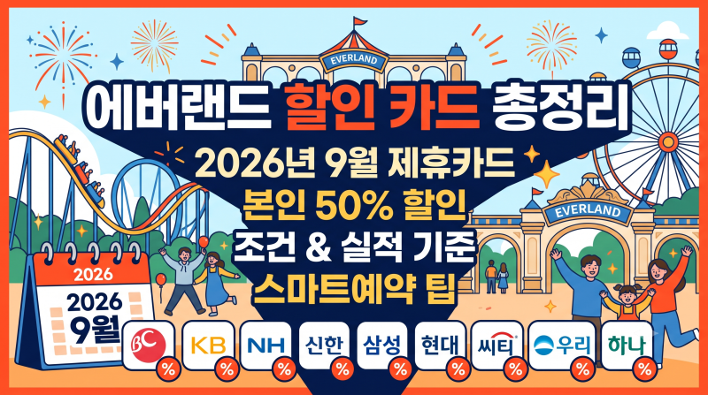 에버랜드 할인 카드 총정리｜2026년 9월 제휴카드 50% 조건, 실적 기준 & 예약 팁
