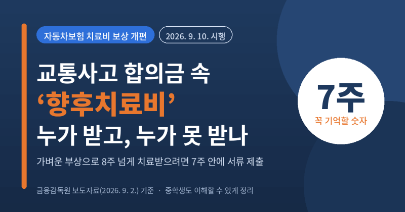 자동차 사고 시 합의금 지급 개편- 합의금 속 ‘향후치료비’ 누가 받고 누가 못 받나