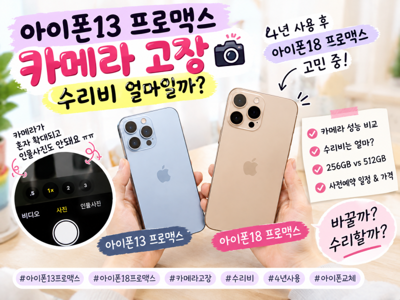 아이폰13 프로맥스 카메라 고장 수리비 얼마일까 4년 사용 후 아이폰18 프로맥스 고민