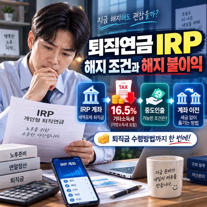 퇴직연금 IRP 해지 조건과 해지 불이익 ㅣ기타소득세, 중도인출 및 계좌 이전 총정리(+퇴직금 ....
