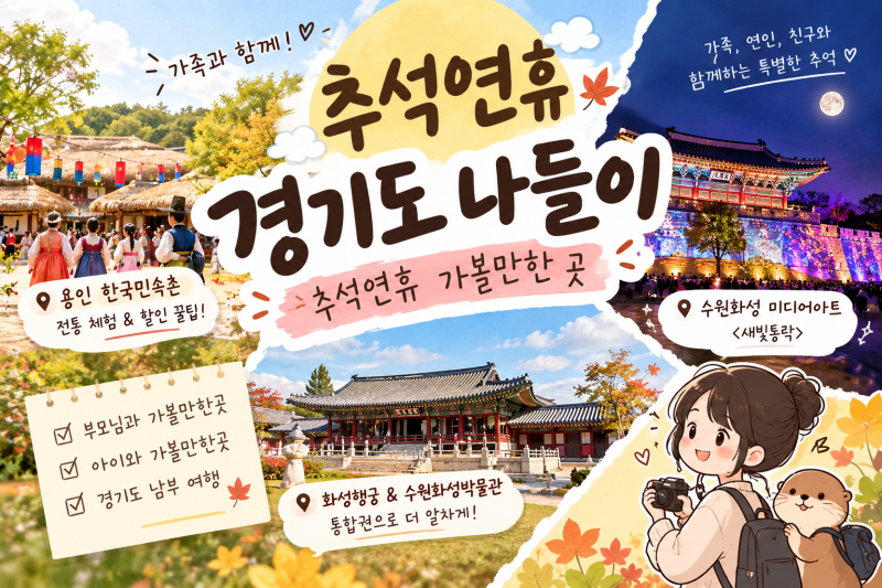 추석 연휴 경기도 나들이 용인 민속촌 할인부터 4천 원 통합권 수원화성 박물관까지