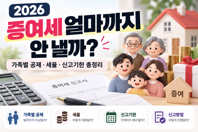 2026 증여세 얼마까지 안 낼까? | 가족별 공제·세율·신고기한 총정리