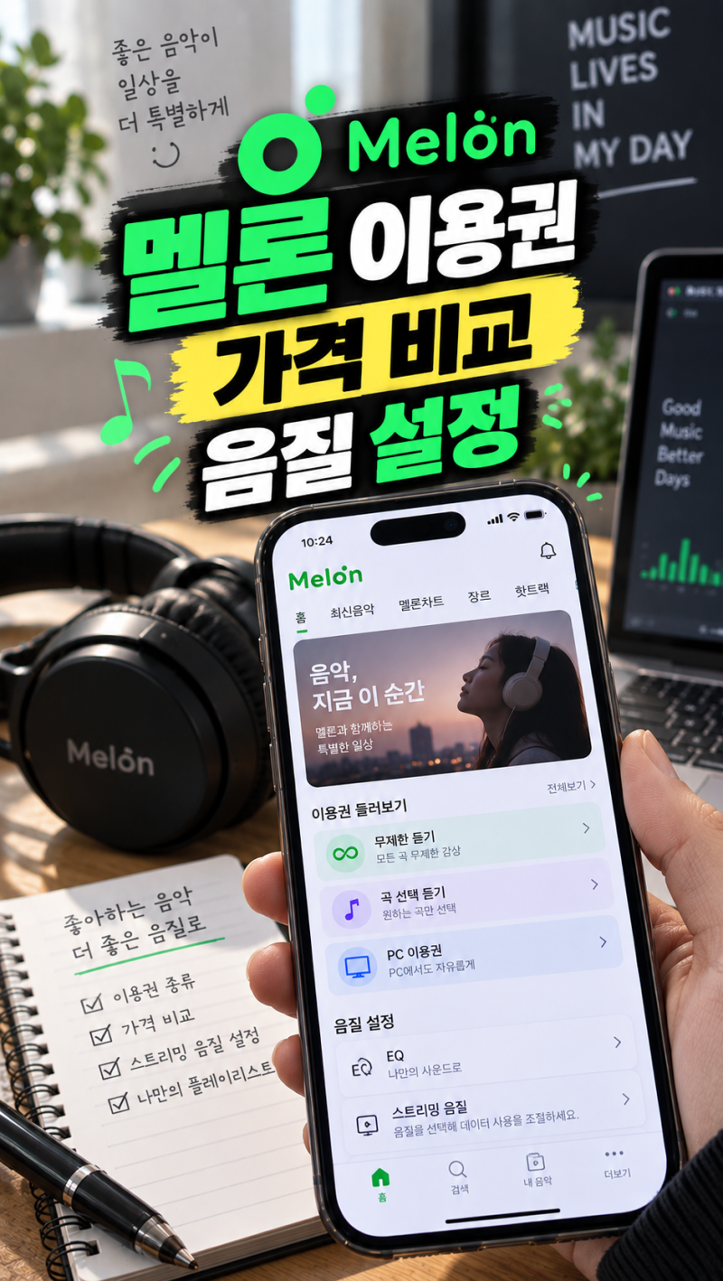 멜론 이용권 종류와 가격 비교 및 스트리밍 음질 설정 방법