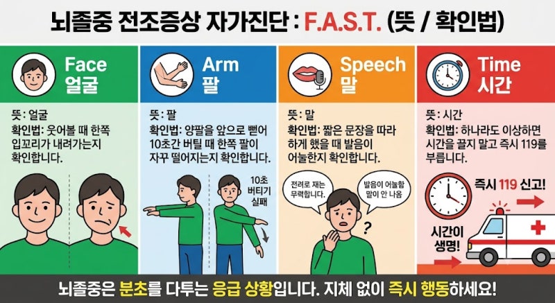 뇌경색 전조증상 5가지, 갑자기 나타나면 119가 먼저입니다.