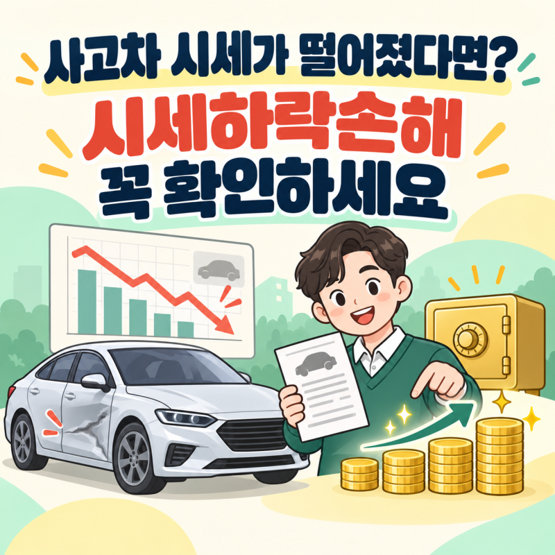 자동차 사고 후 차값이 떨어졌다면? 차량 시세하락손해 보상 확인하세요