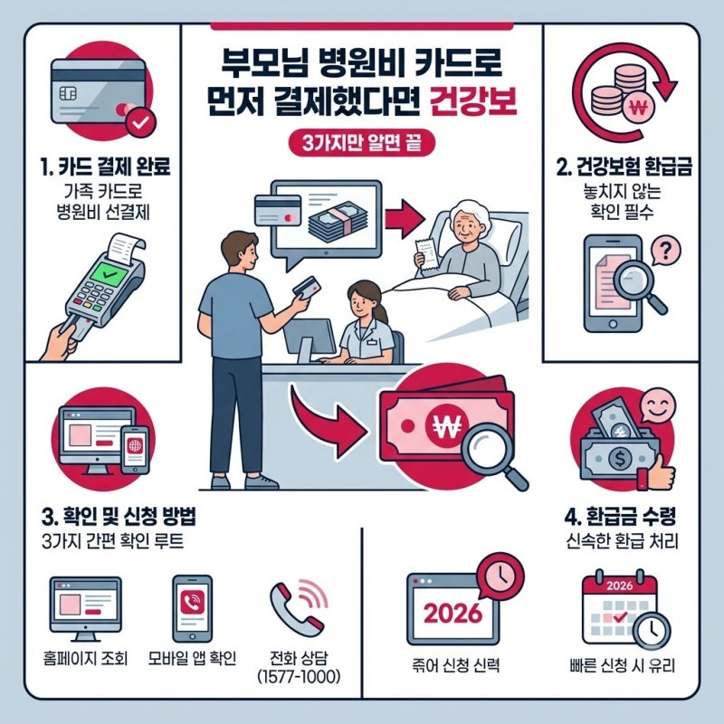 부모님 병원비 카드로 먼저 결제했다면 건강보험 환급금 놓치지 않는 확인 방법, 꼼꼼하게 ....