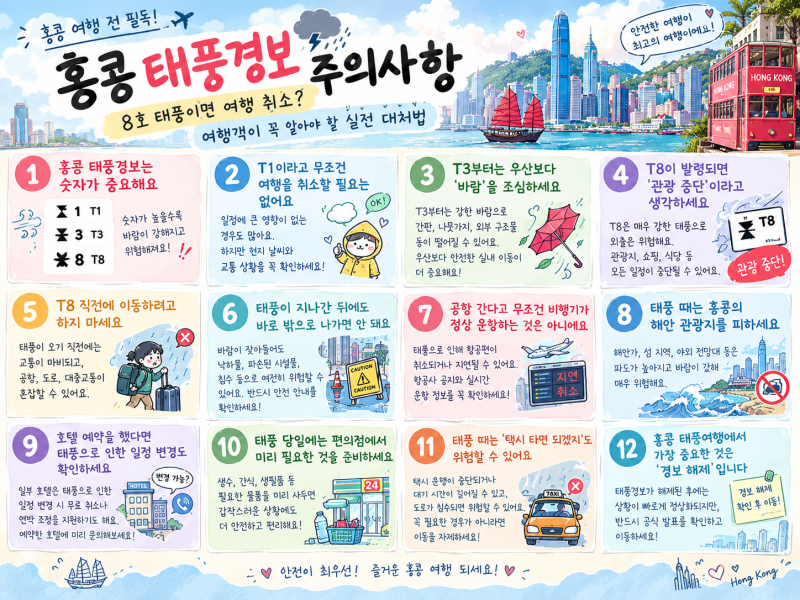 홍콩 태풍경보 주의사항｜8호 태풍이면 여행 취소? 여행객이 꼭 알아야 할 실전 대처법