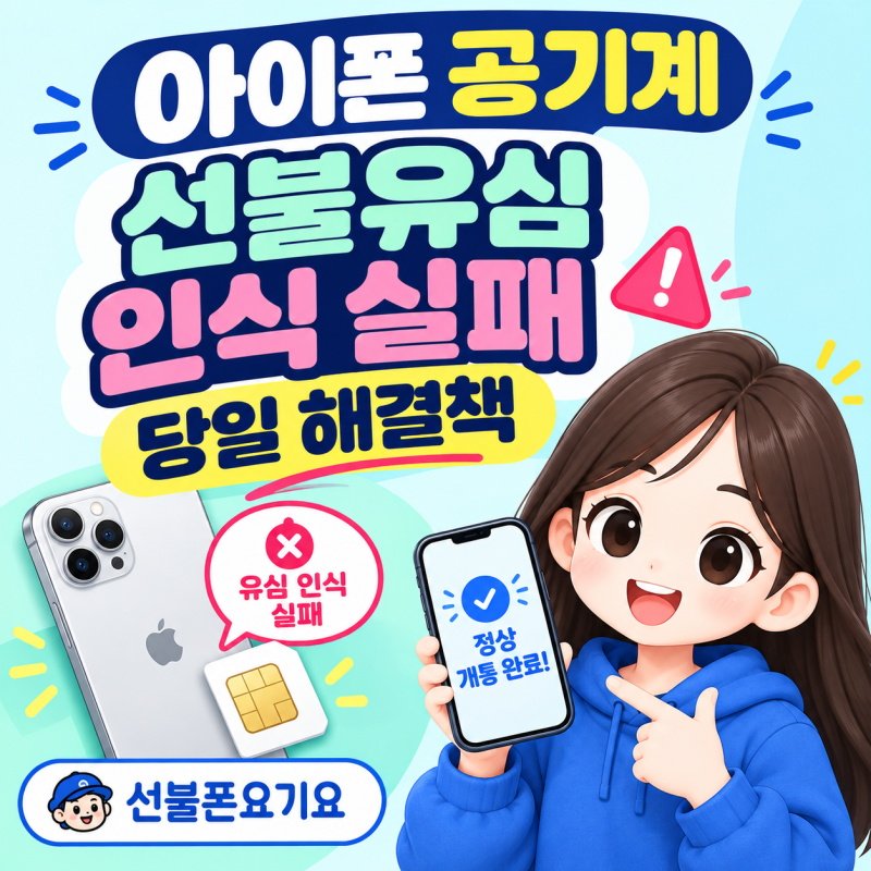 아이폰 공기계 선불유심 인식 실패 당일 해결책