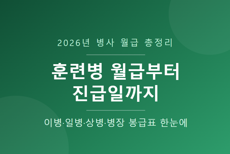2026년 병사 월급표 총정리 — 훈련병 월급부터 진급일까지