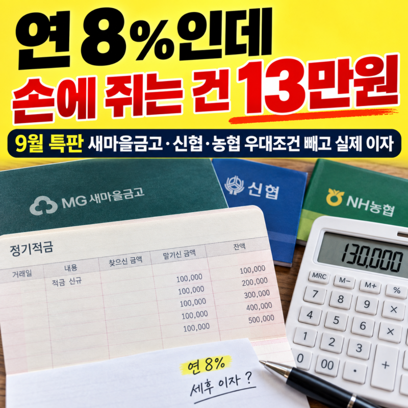 적금 이자 높은 은행 9월 특판 새마을금고 신협 농협, 우대조건