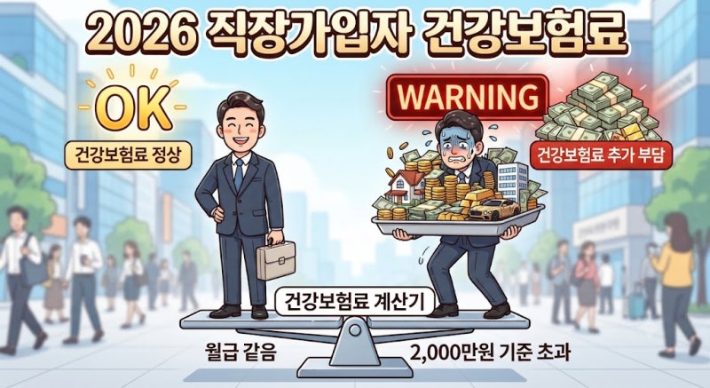 직장가입자 건강보험료 계산, 월급 같아도 추가 부담이 갈리는 2,000만원 기준 2026