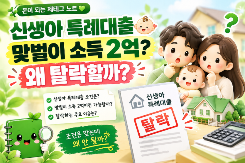 신생아 특례대출 맞벌이 소득기준｜부부합산 2억인데 왜 탈락할까?