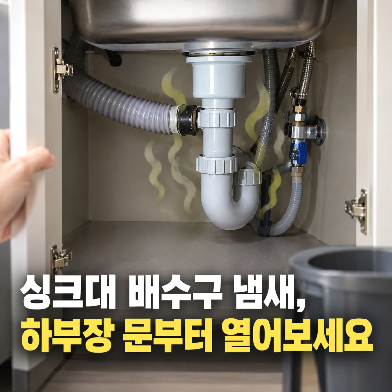 싱크대 배수구 냄새, 하부장 문부터 열어보세요