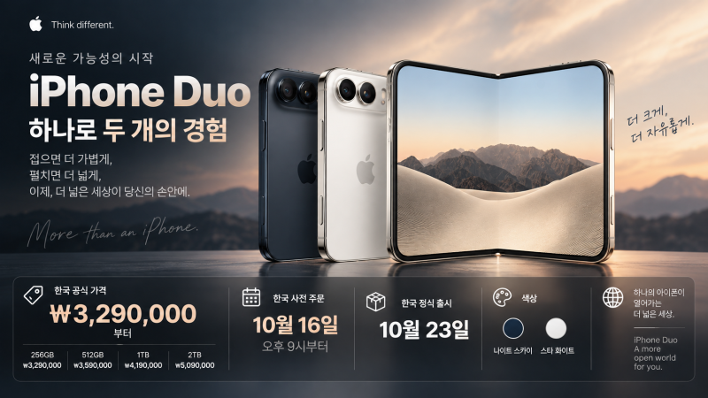 아이폰 폴드 가격 얼마? iPhone Duo 한국 가격 329만원·사전예약·출시일 총정리