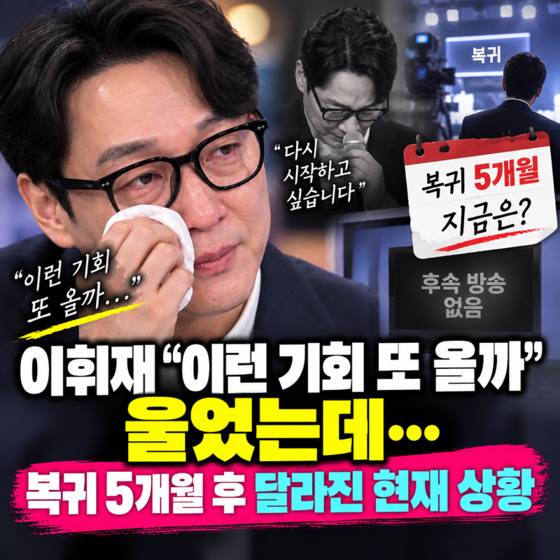이휘재 “이런 기회 또 올까” 울었는데... 복귀 5개월 후 달라진 현재 상황