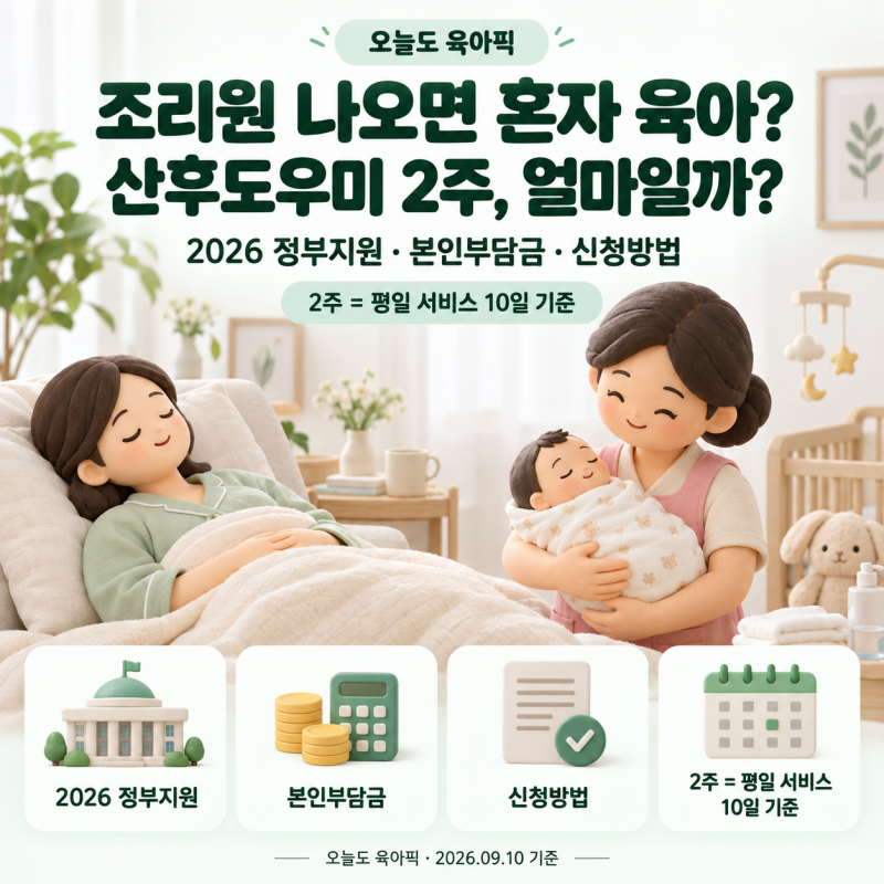 조리원 나오면 혼자 육아? 2026 산후도우미 정부지원, 2주 비용부터 확인하세요