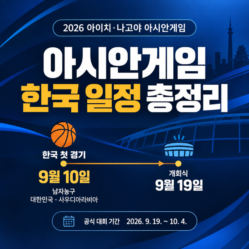 2026 아시안게임 한국 경기 일정
