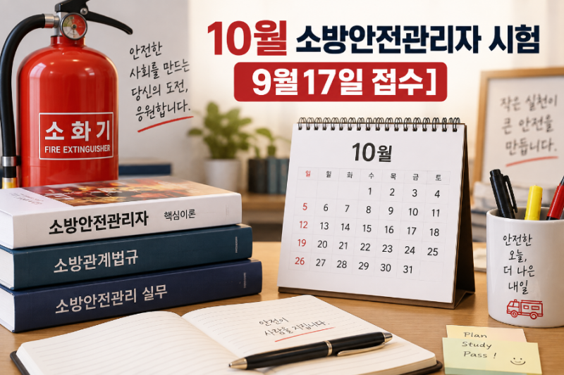 10월 소방안전관리자 시험 9월17일 접수시간이 급수마다 다릅니다