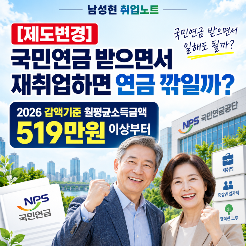 [제도변경] 국민연금 받으면서 재취업하면 연금 깎일까?｜2026 감액기준 ‘월평균소득금액’ ....